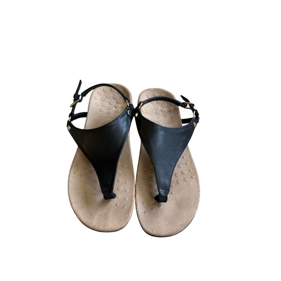 Vionic Womens Kirra Black Leather Thong Sandal Slingback Adjustable Strap Sz 7.5 - Picture 6 of 10